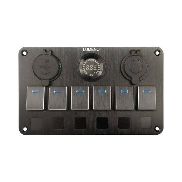 Lumeno Premium 6 way switch panel (black)