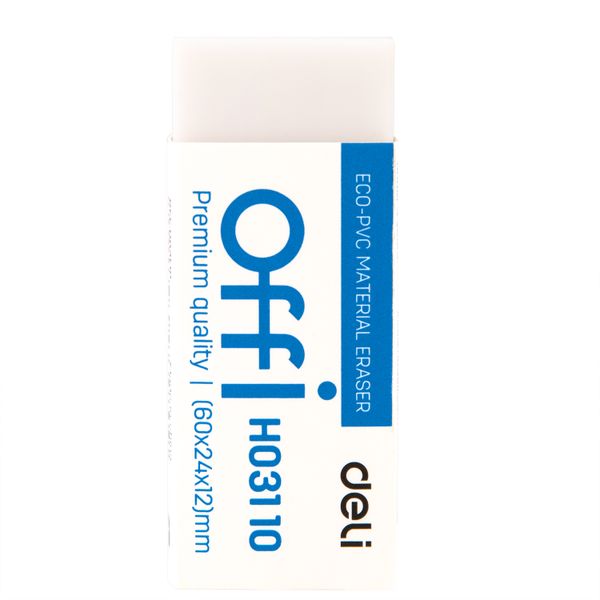 DELI 20 PCS Eraser- Soft Clean White PVC for School &amp; Office