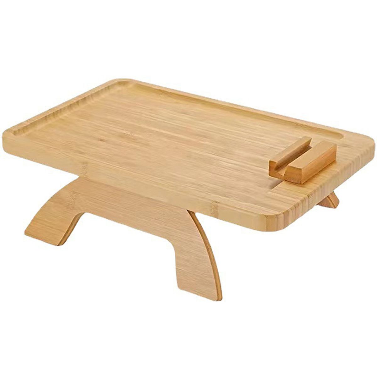 Sofa Tray Table Sofa Armrest Clip-On Tray Natural Bamboo Home Decor