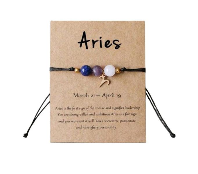 Aries Sign Handmade Birthstone Bracelet for Him or Her
