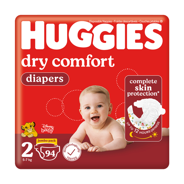 Huggies Dry Comfort - Size 2 New Baby Jumbo Pack - 94 Nappies