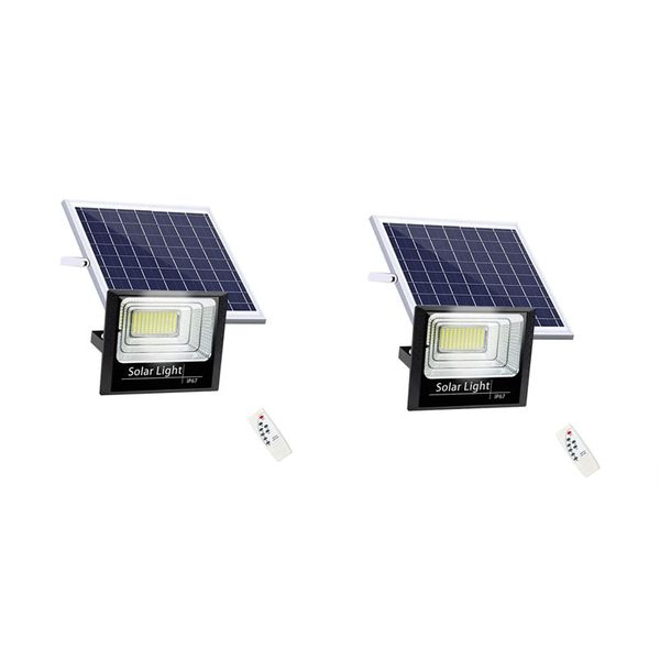 Set Of 2 200W Outdoor Waterproof Solar LED Flood Light With Remote Control
