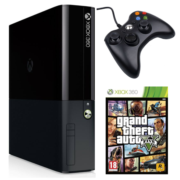 Xbox 360 E Console 4GB (Upgraded with 64GB Flash Drive) - GTA V Bundle
