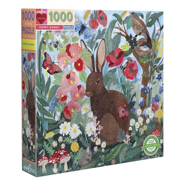eeBoo Square Family Puzzle - Poppy Bunny: 1000 Pieces