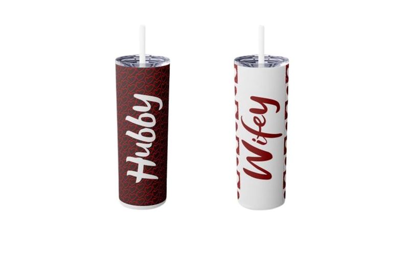 20oz Tumbler Gift Set Written Wifey and Hubby for Married Couples