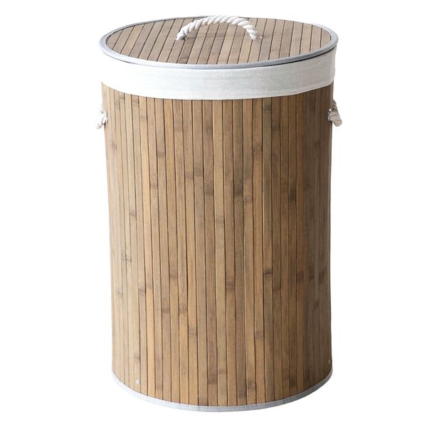 Creative Deco Bamboo Round Premium Laundry Basket