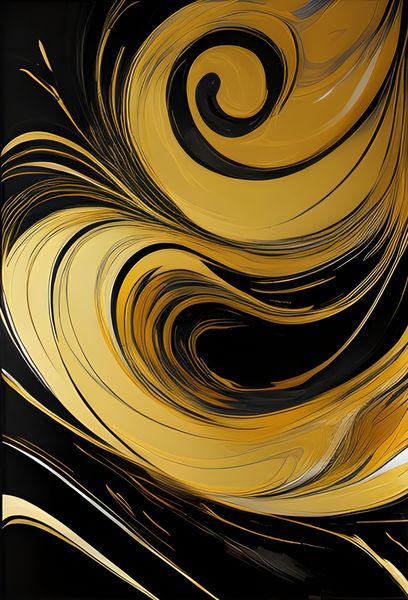 RootedArt Canvas Wall Art Home Decor - Fluid Art Gold Black