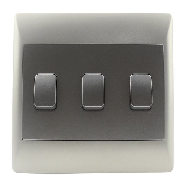 3 Lever 1 Way Light Switch for 4 X 4 Electrical Box In Silver