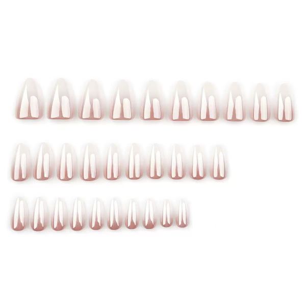 French Gradient Minimalist Nail Art With Almond Shaped False Nails