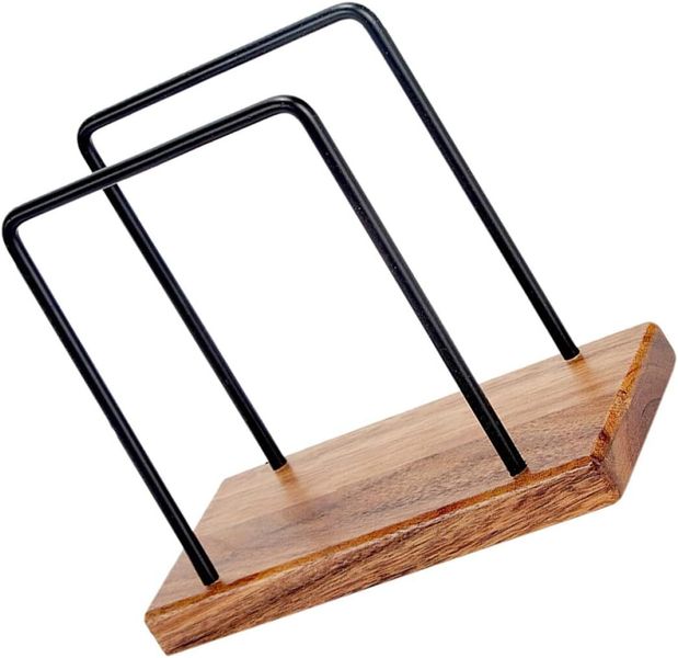 Iron Holder Stand Wooden Base Freestanding Paper Napkin Dispenser