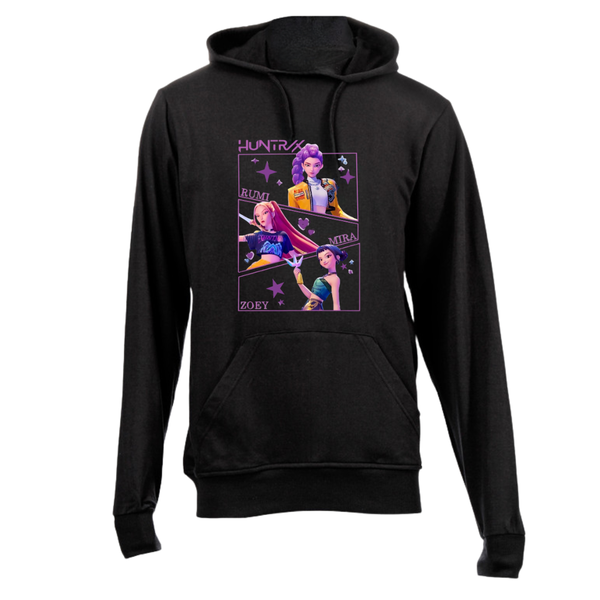 Kids Black Brushed Cotton Hoodie - KPOP Demon Hunters Huntrix