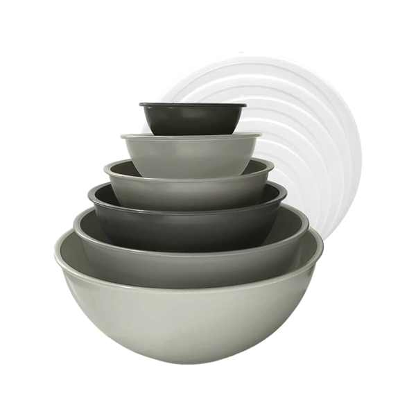 Premium 12 Piece Nesting Bowl Set With Airtight Lids - Beige