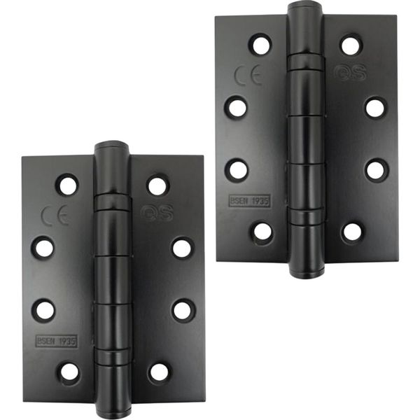 QS SS Hinge Pair 100 x 76 x 3mm Black