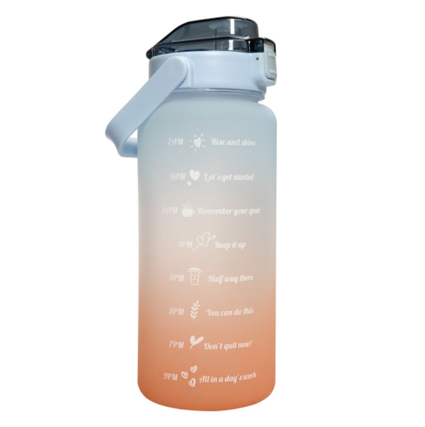 Water Bottle with Motivational Time Markers - 2L