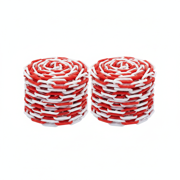 Krafft Red and White Plastic Chain 8mm x 50m for Barriers - 2 Pack