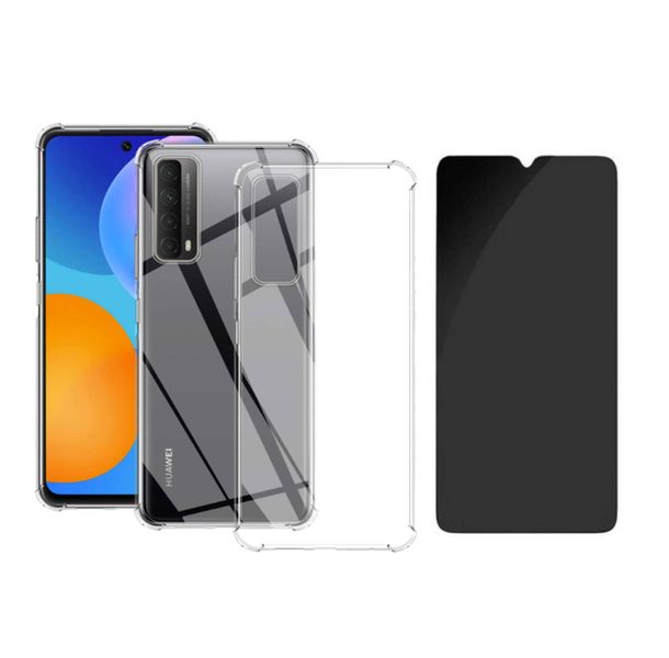 ClearCase &amp; Privacy Screen Protector Combo Compatible For Huawei Psmart2021