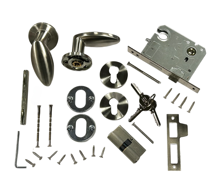 Lever Handle On Rose , Sash-Lock Cylinder &amp; Lock Cylinder Combo 1