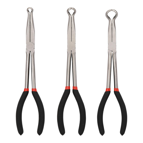 3Pcs 11 inch Hose Gripper Plier Set,6mm,13mm,18mm Dia,Offset Spark Plug Boo
