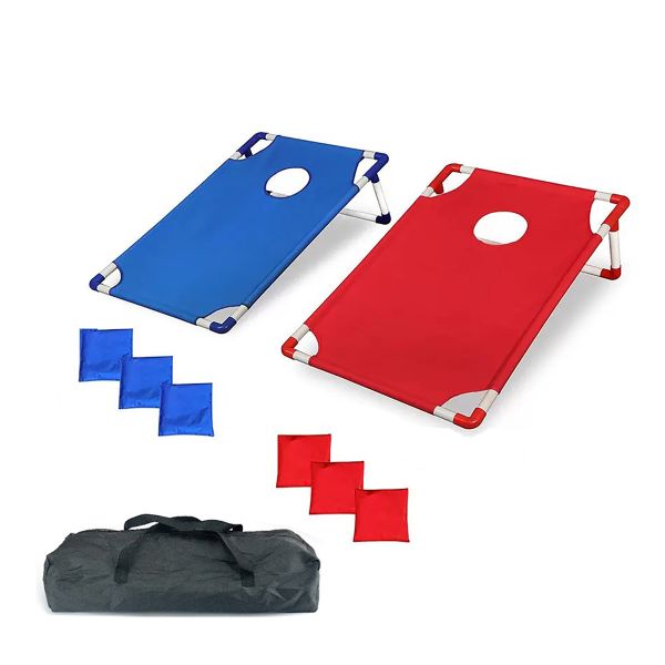 Portable Cornhole Game Set with 6 Bean Bags Toss Game for Kids and Adults