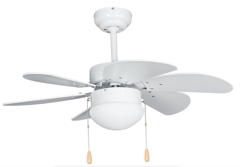 White 6 Blade Turbo Ceiling Fan with Light - 800mm