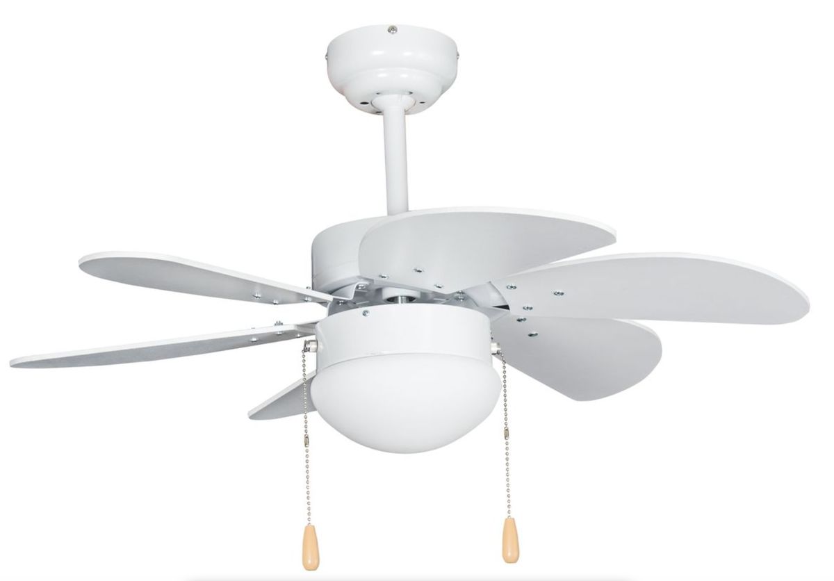 White 6 Blade Turbo Ceiling Fan with Light - 800mm