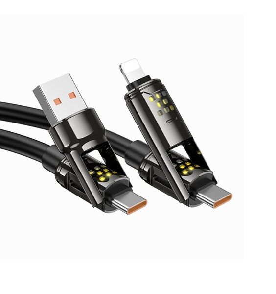 240W 4-in-1 Fast Charging &amp; Data Cable-USB-C to Lightning + USB-A + Type-C