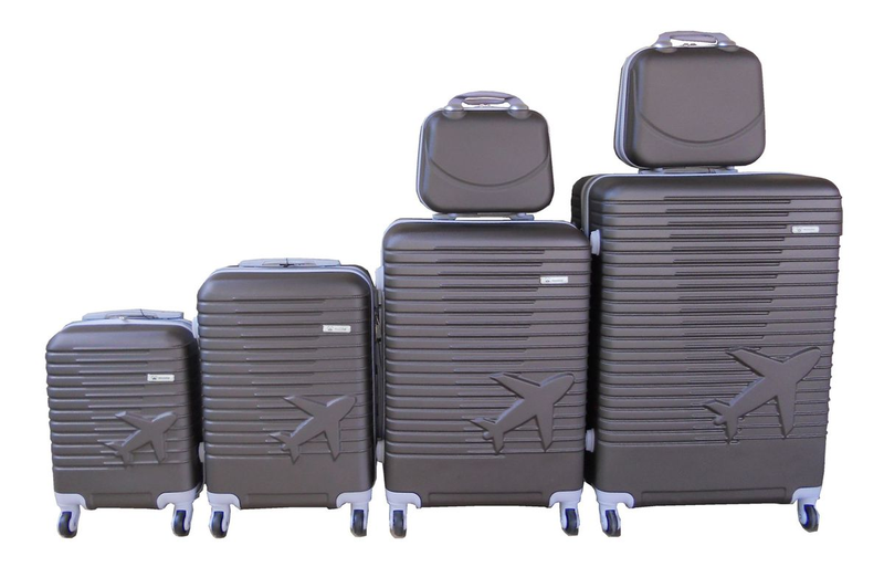 6 Suitcases Travel Trolley Luggage Set - Dark Brown