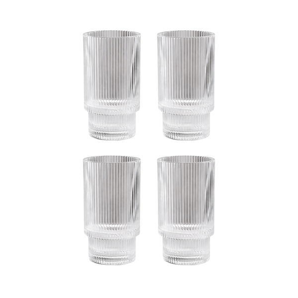 Highball Ribbed Glass 500ml - Pack of 4