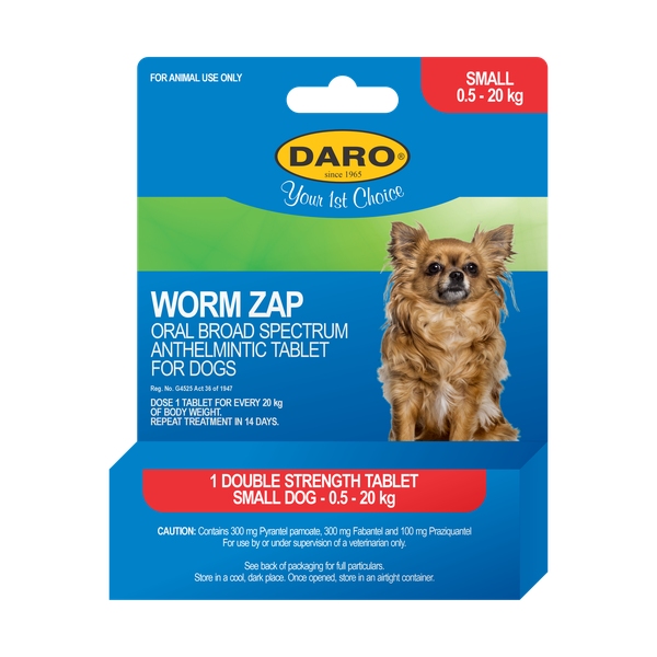 DARO WORM ZAP TABLET SML DOGS 0.5-20kg (6 pack)