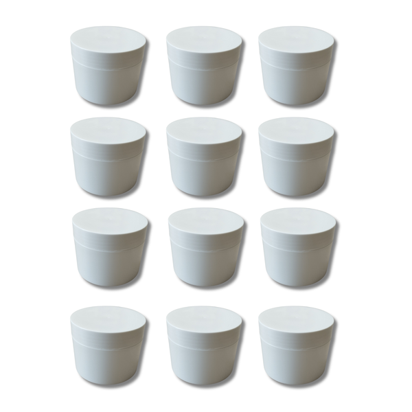 125g Cosmetic Jar (65mm Neck) - White with White Lid (Pack of 12)