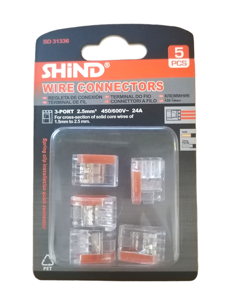 Shind 3 Port Shind Quick Wire connectors - 5 Piece