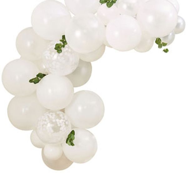 Botanical Baby - Mini White Balloon arch with foliage