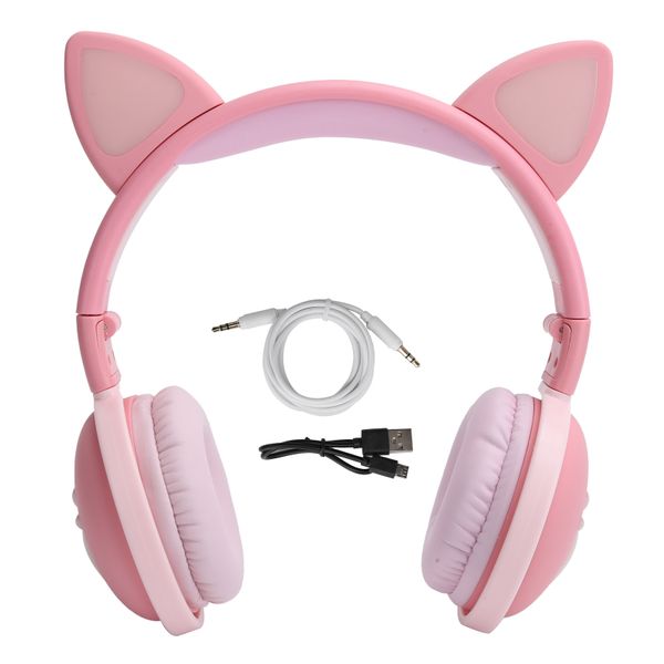 Cute Cat Ear Wireless Bluetooth Headphone HIFI Sports Folding Headset Pink
