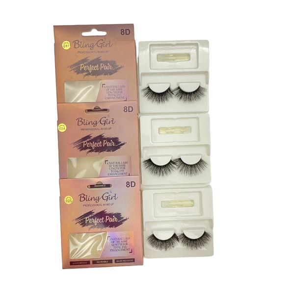 Bling Girl Perfect Pair 8D Eyelash 3 Pairs #011, #024 &amp; #025