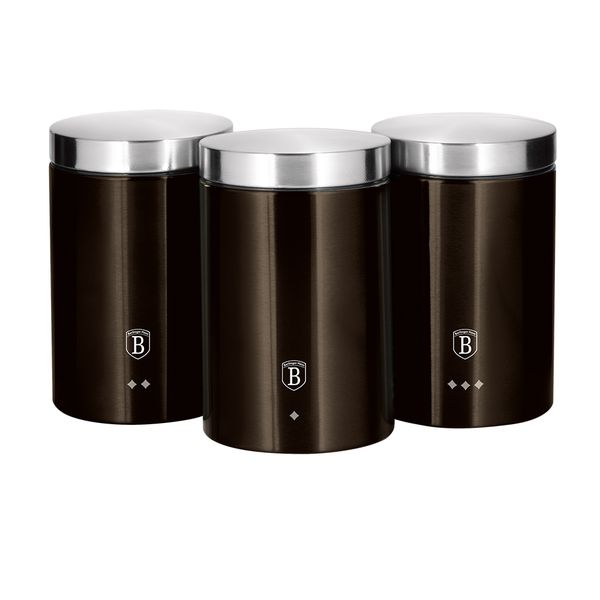 Berlinger Haus 3 Piece Premium Canister Set - Metallic Black Edition