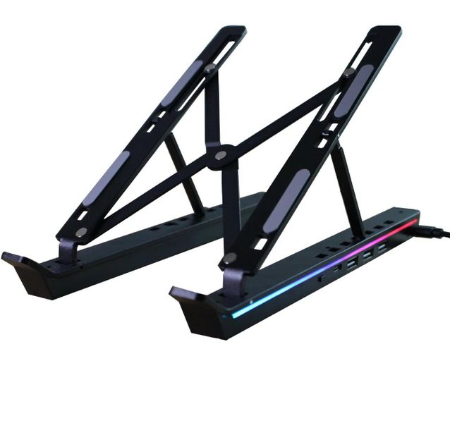 4 in 1 RGB Laptop Stand: Ergonomic Cooling with Dynamic Lighting