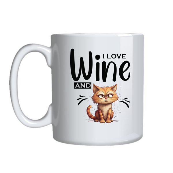 Wine And Cats Mugs for Cat Lovers Funny Graphic Design Birthday Present