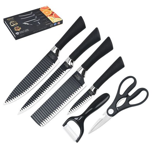 6 Piece Kitchen Knife Set - Black