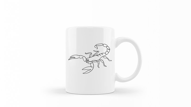 Designer Line Art Coffee Mug - Scorpion