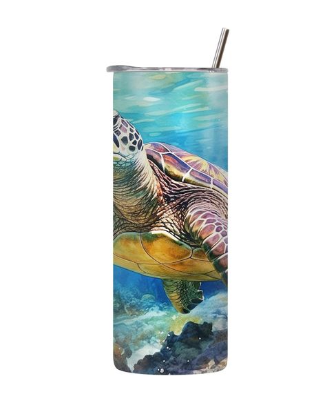 Turtle_6 20 Oz Tumbler with Lid Straw Trendy Ocean Graphic Sea Life Gift172