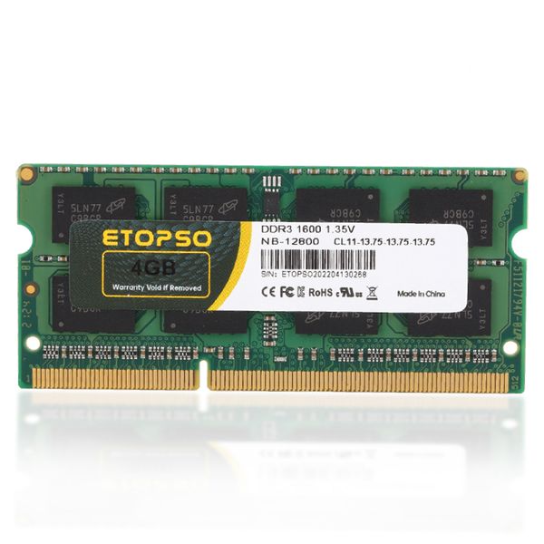 Etopso 4GB DDR3 1600 SO-DIMM Low Voltage Laptop / Notebook RAM