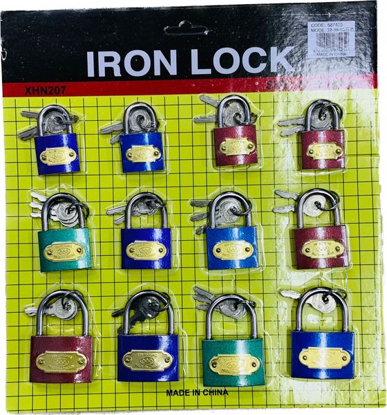 XHN207 Set of 12 Pieces Padlock Steel Iron Lock