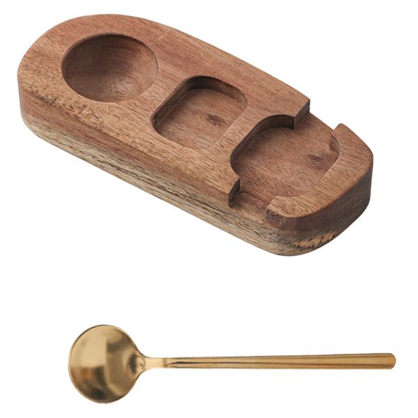 Kitchen Solid Wood Egg Holder with Spoon, Egg Tray for Soft Boiled Eggs