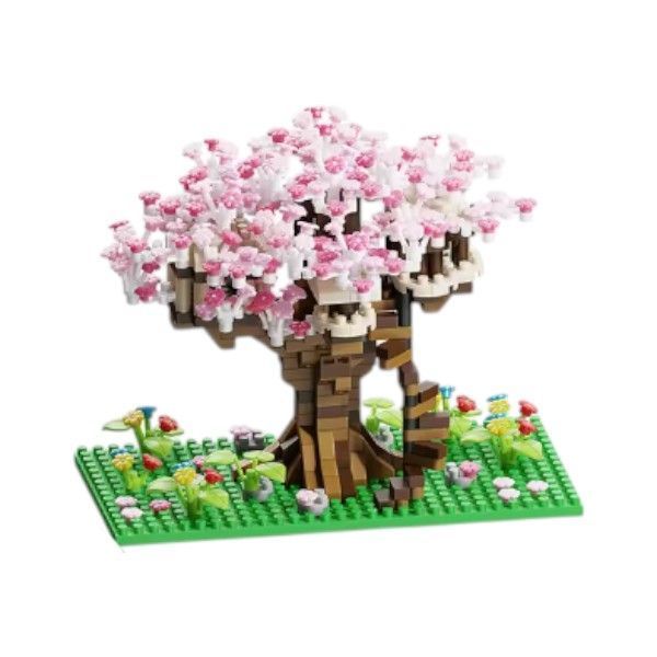 Light-Up Cherry Blossom Tree-House Building Blocks - Pink - 628 Pieces