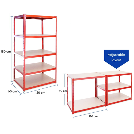 2X 180cm 5-Tier Heavy Duty Metal Garage Shelving Unit Storage