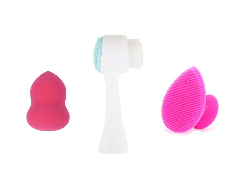 Double Sided Facial Brush &amp; Silicon Soft Face Brush &amp; Make up Sponge