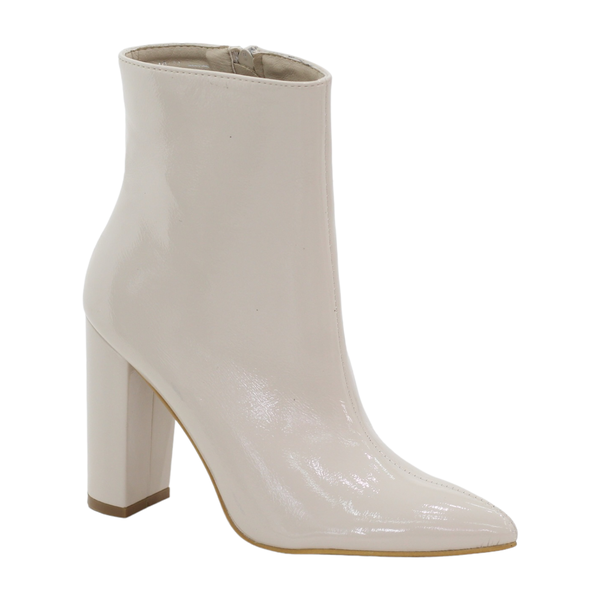 Lamara Paris Manik Bootie Pointy Toe 11cm Block Heel Beige