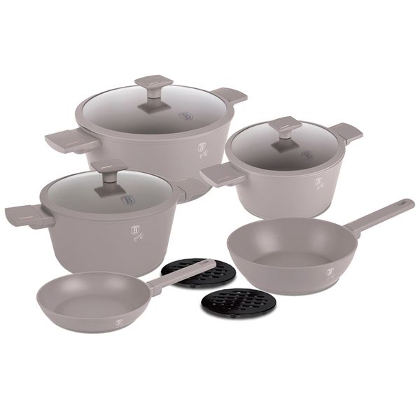 Berlinger Haus 10-Piece Non-Stick Titan Pro Coating Cookware Set - Taupe