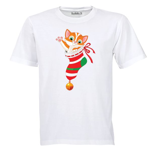 Christmas Stocking Kitten - Kids T-Shirt