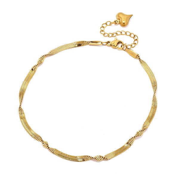 Steel My Heart Waterproof Stainless Steel Twisted 3mm Herringbone Anklet